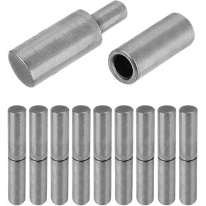 20 PCS Weldable Barrel Hinges 2-3/8" x 1/2" Heavy Duty Steel Weld On Bullet Door Hinge Detachable Hinges for Trailer Ramp Gate Swing Door (10 PCS)