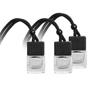 3 Pcs Hanging Car Air Freshener Empty Car Diffuser Bottles, Car Diffusers for Essential Oils, Car Air Freshener Ornament for Auto Interior Home Office Decoration, Black