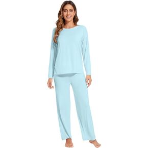 WiWi Viscose from Bamboo Womens Pajamas Set Cute Long Raglan Sleeve Sets Moisture Pjs S-XXL