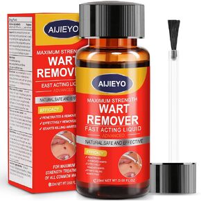 Wart Remover Liquid,Fast Acting Salicylic Liquid to Remove Common and Plantar Warts, Flat Warts, 0.68 Fl Oz, 1 Count - Safe, Natural, and Potent for External Use