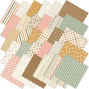 60Pcs Floral Cotton Fabric Bundles Pink Retro Floral Fat Quarter Spring Quilting Patchwork for DIY Handmade Sewing Crafting, 10 x 10 Inch