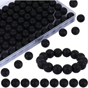 80 pcs 15mm Silicone Beads Loose Round Silicone Beads 15mm Bulk Focal Pens Bulk Beads Classic Mixed Color Silicone Beads for Keychain Making, Beaded Pen, Necklace Etc(Dark Green)