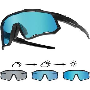 Polarized Anti-Fog Photochromic Sunglasses, UV400 Protection, Sports Sunglasses Detachable for Women Men