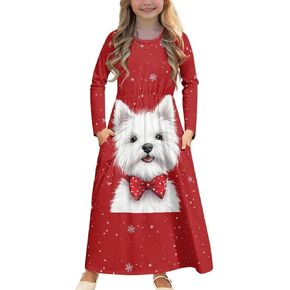 Xhuibop Dresses Girls Long Sleeve Dress Kids Party Dress Fall Dress for Girls