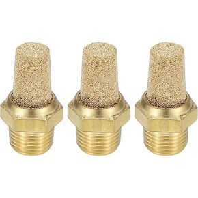 PATIKIL 1/8 Inch NPT Sintered Bronze Exhaust Muffler, 3Pcs Brass Pneumatic Muffler