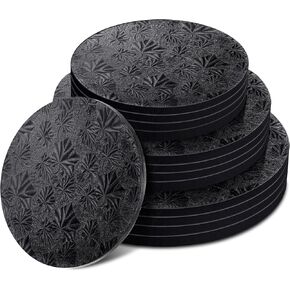 Baderke Set of 12 Black Cake Drums, 8, 10, and 12-inch Round Cake Boards Baking Sturdy Cake Base for Desserts Pastries Tiered Cakes