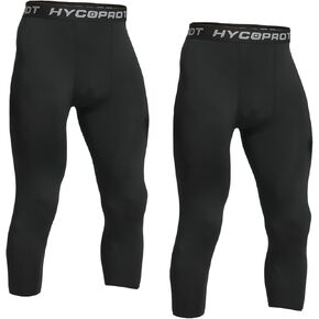 HYCOPROT Men's 3/4 Compression Pants Cool Dry Workout Athletic Running Tights Capri Leggings Base Layer Yoga Basketball Gym