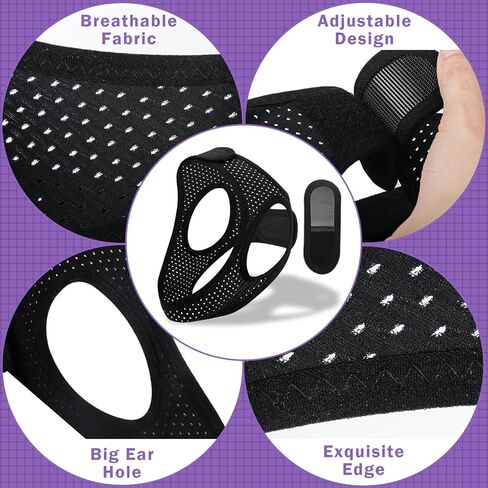 حزام الذقن للنوم، أجهزة توقف التنفس أثناء النوم، حزام فك مريح لتدفق الهواء لتوقف التنفس أثناء النوم، حزام ذقن قابل لإعادة الاستخدام للرجال والنساء، حزام ذقن مضاد للشخير قابل للتنفس in Kuwait