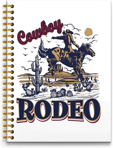 Blue White Cowboy Spiral Journal Notebooks,Chinoiserie Cowboy Boot Spiral Notebooks,Western Notebook,Cowboy Cowgirl Gifts for Men Cowboy Boot Journaling Notebooks 160 Pages in Kuwait
