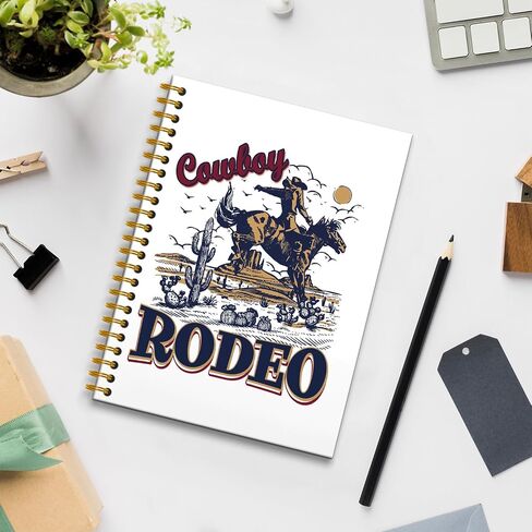 Blue White Cowboy Spiral Journal Notebooks,Chinoiserie Cowboy Boot Spiral Notebooks,Western Notebook,Cowboy Cowgirl Gifts for Men Cowboy Boot Journaling Notebooks 160 Pages in Kuwait