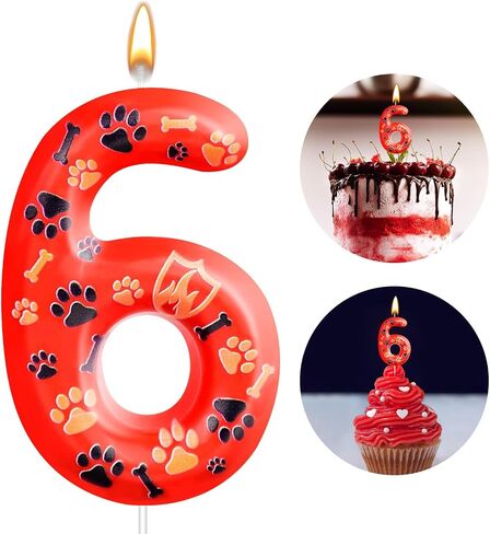 Number 2 Pink Purple Dog Paw Birthday Candles Birthday Cake Topper Pink Dog Paw Print Themed Numeral Birthday Candles for Boy Girl Dog Paw Birthday Decoration(Number 2, Pink,Purple) in Saudi Arabia