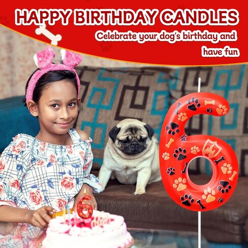 Number 2 Pink Purple Dog Paw Birthday Candles Birthday Cake Topper Pink Dog Paw Print Themed Numeral Birthday Candles for Boy Girl Dog Paw Birthday Decoration(Number 2, Pink,Purple) in Saudi Arabia