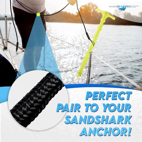 SandShark Premium Anchor Bungee Dock Line. Boat Accessories Anchor Line Absorbs Shock to Anchors and Docks w/Stainless Steel Clip - Black - 7-21ft in Kuwait