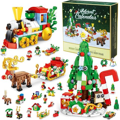 Advent Calender Building Blocks 2024, Children 12 in 1 Countdown Calender Buliding Blocks Toys Set, Creative Christmas Gifts for Children and Adults. Great Home Decor Choice for Christmas. STEM Christmas Building Blocks Christmas Countdown Calendar Gift B in Saudi Arabia