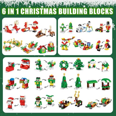 Advent Calender Building Blocks 2024, Children 12 in 1 Countdown Calender Buliding Blocks Toys Set, Creative Christmas Gifts for Children and Adults. Great Home Decor Choice for Christmas. STEM Christmas Building Blocks Christmas Countdown Calendar Gift B in Saudi Arabia