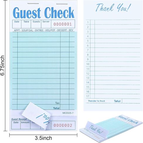 Guest Checks Server Note Pads 1200 Sheets Waitress Notepad for Restaurants (24 Books) 3.5" x 6.75" Per Ticket Book in Saudi Arabia