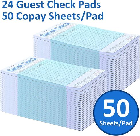 Guest Checks Server Note Pads 1200 Sheets Waitress Notepad for Restaurants (24 Books) 3.5" x 6.75" Per Ticket Book in Saudi Arabia