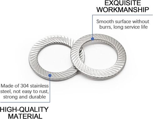 10 Pcs M14 304 Stainless Steel Lock Washers Disc Spring Washers Double Sided Knurled Striped Washers Anti-Loosening Washers in Kuwait