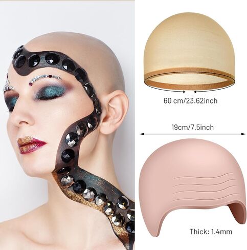2/4/6/8 Pack Halloween Bald Cap for Woman, Makeup Latex Bald Caps Nylon Bald Head Wig Cap for Halloween Party Adult in Saudi Arabia