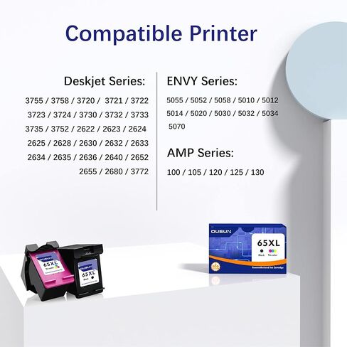 خراطيش حبر HP 67XL المعاد تصنيعها خراطيش حبر سوداء/ثلاثية الألوان (عبوة من قطعتين) خراطيش حبر 67 XL بديلة لـ HP Ink 67 تعمل مع HP DeskJet 2700، 4100،1255 Series، HP Envy 6000، 6400 Series in Kuwait