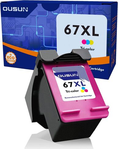 خراطيش حبر HP 67XL المعاد تصنيعها خراطيش حبر سوداء/ثلاثية الألوان (عبوة من قطعتين) خراطيش حبر 67 XL بديلة لـ HP Ink 67 تعمل مع HP DeskJet 2700، 4100،1255 Series، HP Envy 6000، 6400 Series in Saudi Arabia