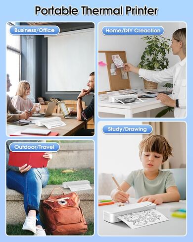 Memoqueen M833 Portable Printer Wireless for Travel Inkless Thermal Printer Support 8.5'' x 11'' US Letter & A4 Thermal Paper, Bluetooth Wireless Printer for Phone & Laptop for Office, School, Home in Kuwait