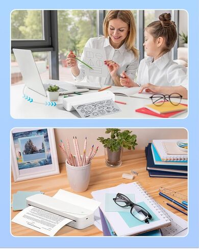 Memoqueen M833 Portable Printer Wireless for Travel Inkless Thermal Printer Support 8.5'' x 11'' US Letter & A4 Thermal Paper, Bluetooth Wireless Printer for Phone & Laptop for Office, School, Home in Kuwait