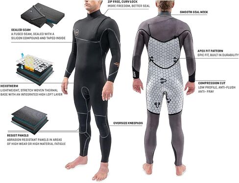 4/3mm Men's Dakine Cyclone Zip Free Fullsuit - Black/ST in Saudi Arabia