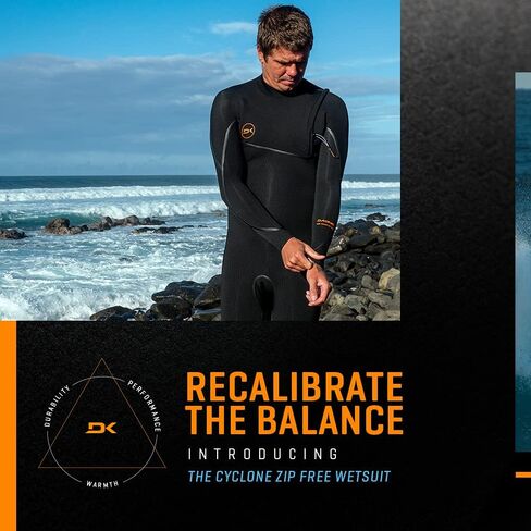 4/3mm Men's Dakine Cyclone Zip Free Fullsuit - Black/ST in Saudi Arabia