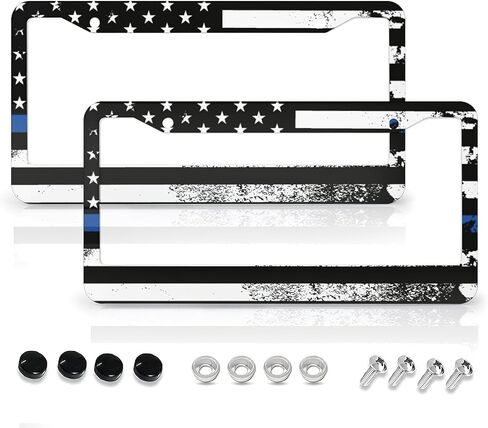 Flowers License Plate Frames,Car Accessories License Plate Cover Holders Aluminum Metal 2 Pcs Set 2 Holes with Screw Caps for US Standard Vehicles for Women Men-6.3" X 12.2" (Flowers) in Saudi Arabia