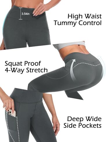 SEVEGO Tall Women's 30"/32"/34"/36" Yoga Leggings High Waist Workout Activewear Pants with Pockets in Kuwait