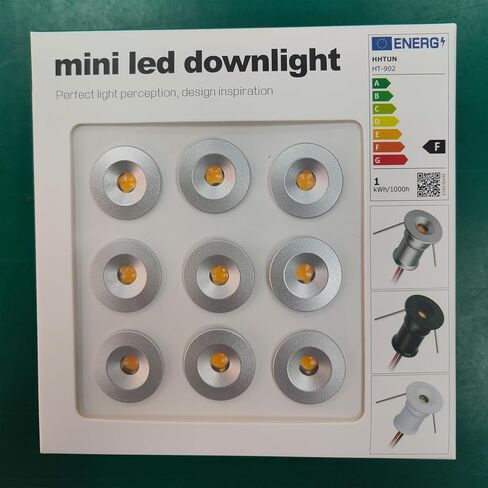 Mini Downlight DC12V 1W 3000K 9 Pack Silver Shell, Used for Indoor Wardrobe Lighting, Cabinet Lighting, Artwork Mini Light, Embedded Downlight, DIY Mini Light (3000K,Silver,9Pack) in Kuwait