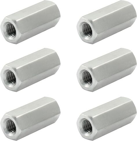6 Pcs M6 X 1.0-Pitch 25 mm Length Hex Coupling Nut, 10 mm Width Stainless Steel Rod Coupling Nuts (Metric) in Saudi Arabia