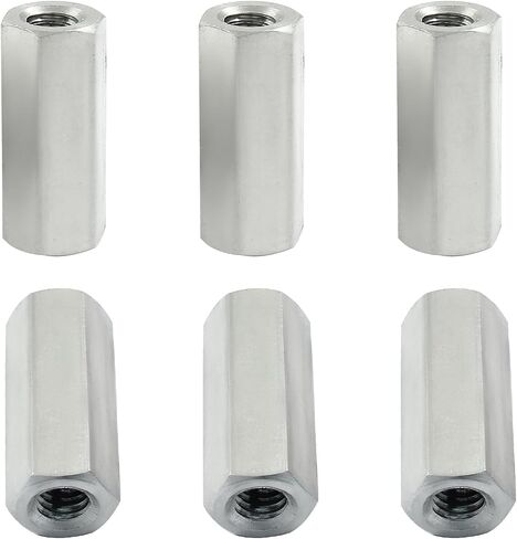 6 Pcs M6 X 1.0-Pitch 25 mm Length Hex Coupling Nut, 10 mm Width Stainless Steel Rod Coupling Nuts (Metric) in Saudi Arabia