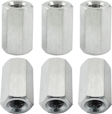 6 Pcs M6 X 1.0-Pitch 25 mm Length Hex Coupling Nut, 10 mm Width Stainless Steel Rod Coupling Nuts (Metric) in Saudi Arabia
