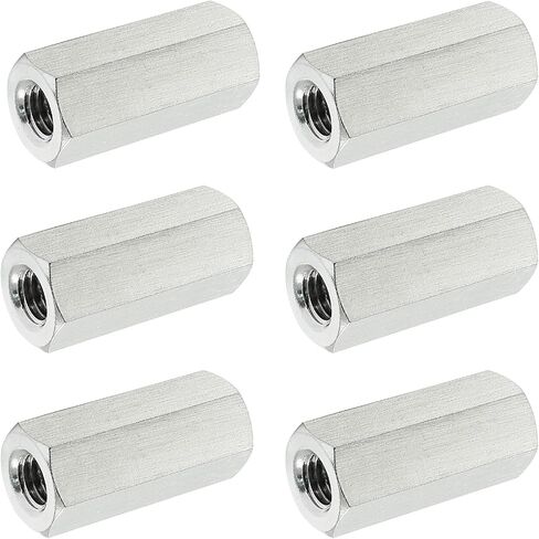 6 Pcs M6 X 1.0-Pitch 25 mm Length Hex Coupling Nut, 10 mm Width Stainless Steel Rod Coupling Nuts (Metric) in Saudi Arabia