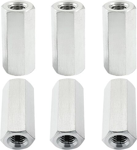 6 Pcs M6 X 1.0-Pitch 25 mm Length Hex Coupling Nut, 10 mm Width Stainless Steel Rod Coupling Nuts (Metric) in Saudi Arabia