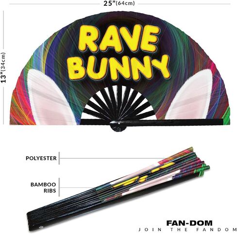 Rave EDM Festival Hand Fan PLUR Fan Rave Daddy Rave Bunny Eat Sleep Rave Repeat Full Send Banger Peace Lit AF Party Fan (Style 2_) in Saudi Arabia