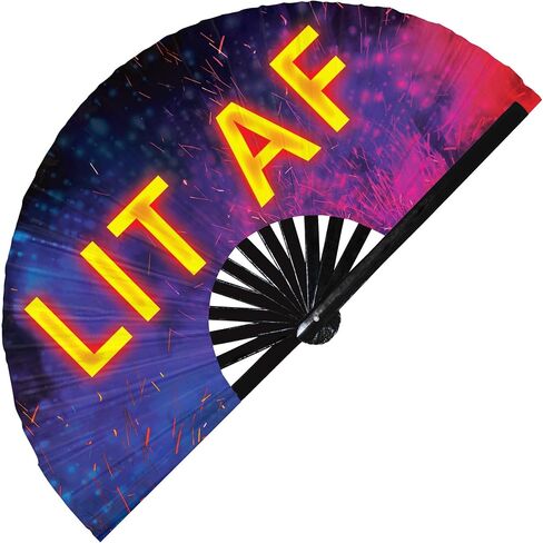 Rave EDM Festival Hand Fan PLUR Fan Rave Daddy Rave Bunny Eat Sleep Rave Repeat Full Send Banger Peace Lit AF Party Fan (Style 2_) in Saudi Arabia