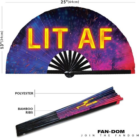 Rave EDM Festival Hand Fan PLUR Fan Rave Daddy Rave Bunny Eat Sleep Rave Repeat Full Send Banger Peace Lit AF Party Fan (Style 2_) in Saudi Arabia