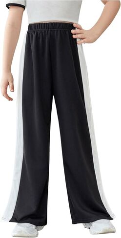 GORGLITTER Girl's Wide Leg Sweatpants Split Hem Open Bottom Track Pants Fall Outfit in Saudi Arabia
