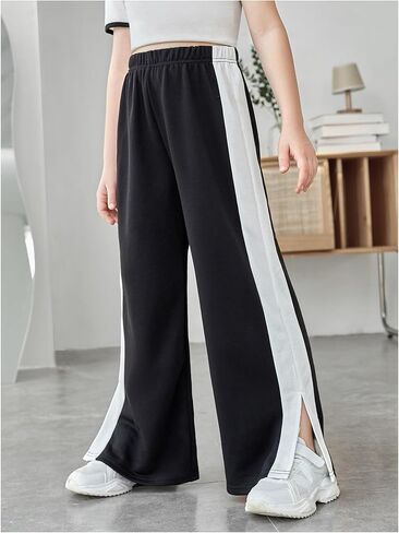 GORGLITTER Girl's Wide Leg Sweatpants Split Hem Open Bottom Track Pants Fall Outfit in Saudi Arabia