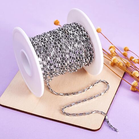 Pandahall 10M/32.8 Feet 304 Stainless Steel Curb Cuban Link Chain Gold Plated Twisted Cross Unwelded Connector Necklace Finding for Men Women Multi-Layer Bracelet Anklet Jewelry Making 5x3x0.8mm in Saudi Arabia