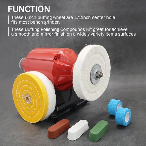 SCOTTCHEN 6inch Buffing Polishing Wheels 1/2" Arbor Hole,Soft/Fine/Medium for Bench Grinder Tool-4PCS,with Buffing Polishing Cutting Compounds 7.4 Oz.Kit in Kuwait