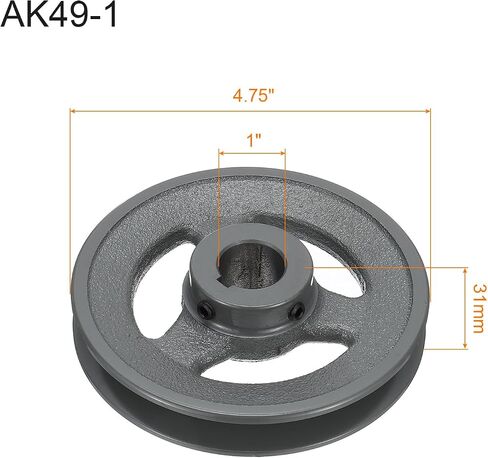 Uxcell AK49-1 حزام على شكل حرف V مقاس 1 بوصة، 4.75 بوصة OD، حزام ويب ذو أخدود واحد، حزام بالملل حسب الحجم، حديد الزهر، قسم الحزام لـ 4 لتر أو حزام in Saudi Arabia