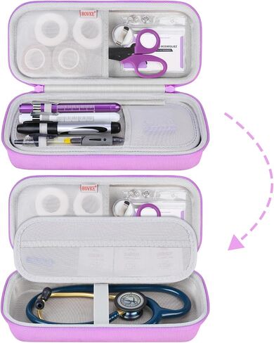 BOVKE 15 Pcs Stethoscope Case Set, Nurse Tool Kits Include Stethoscope Case, Medical Scissor, 2 Penlights with Batteries, Bandage Wraps, Name Card Holder for Nurse Accessories for Work, Purple in Saudi Arabia