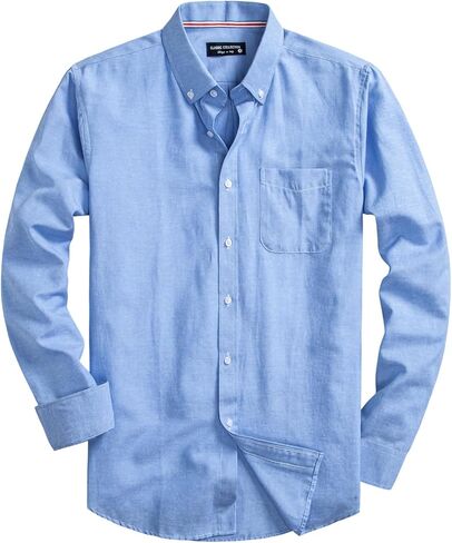 DELCARINO Mens Oxford Shirts Long Sleeve Slim Fit Lightweight Casual Button Down Shirts with Pocket in Saudi Arabia