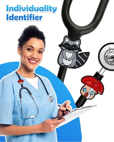 Plifal Stethoscope Charm Tag for Nurse - 5 Pieces Cute Squirrel Stethoscope Charm Raccoon Label Personalized Accessory Fit for MDF Littmann Various Style, Present for Ped Nurse, Doctor, Medical Worker in Saudi Arabia