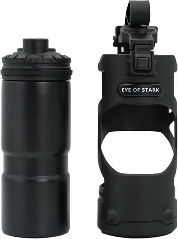 Water Bottle with Fixed Module, Vacuum Insulated Stainless Steel Water Cup, Leak Proof Button Lock, Drinking Bottle for Men, Easy Clean, Black in Saudi Arabia