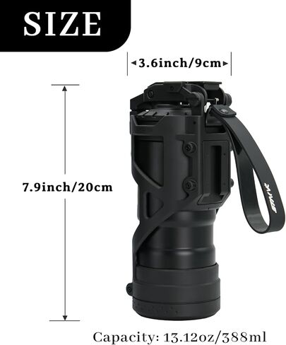 Water Bottle with Fixed Module, Vacuum Insulated Stainless Steel Water Cup, Leak Proof Button Lock, Drinking Bottle for Men, Easy Clean, Black in Saudi Arabia